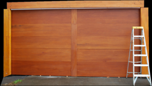 Wood sectional overhead garage door