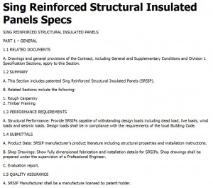 Sing Reinforced Structural Insulated Panel Specs