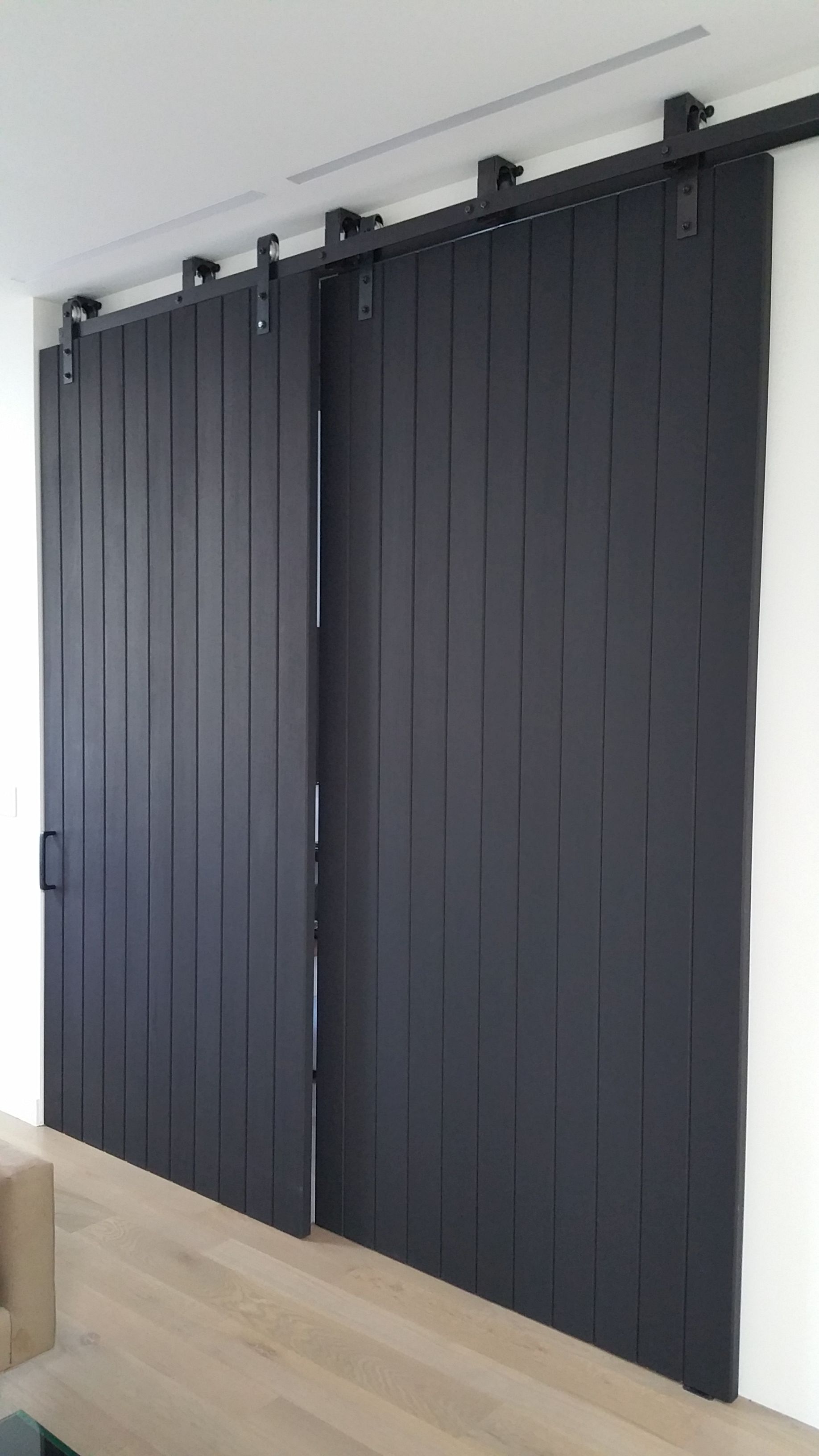 black oak sliding room divider barn doors Nonwarping patented wooden