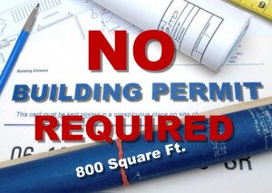 No building permit required for 800 square foot tiny house building