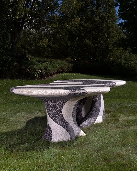 Art Mosaic Table with Sing Core and concrete substrate by Robert Brou and Rhonda Heisler