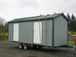 8 x 24 portable shed insulated lightweight on trailer