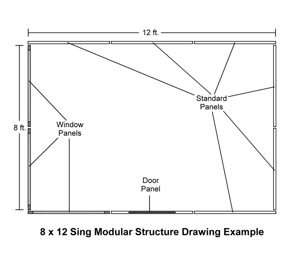 8 x 12 Sing Modular Structure Drawing Example Insulated Lightweight High Strength