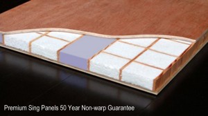 Premium Sing Panels 50 Year Non-warp Guarantee for exterior use
