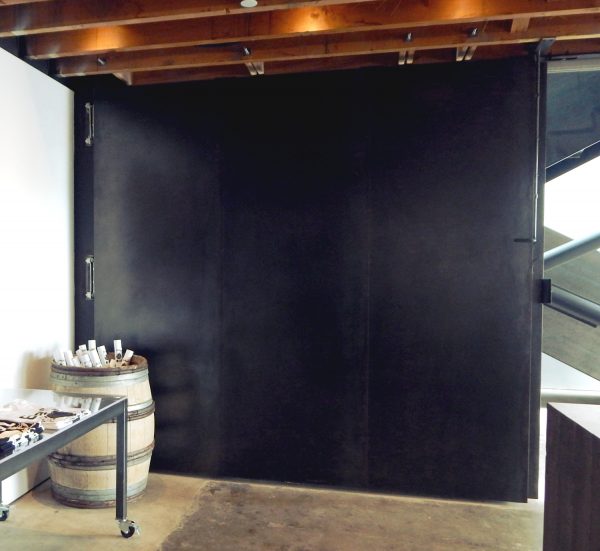 A large modern stylish steel metal sliding door made with warp-free SingCore matertial