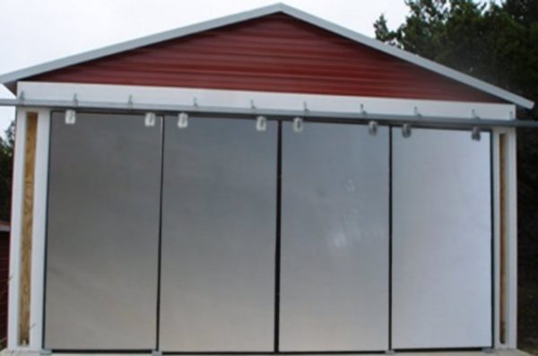 Aluminum custom barn doors before adding vinyl graphics